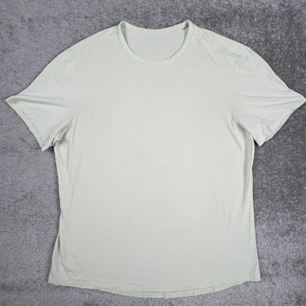 Lululemon Mens Short Sleeve T-Shirt Pale Mint Green Curved Hem Gym Run 3XL Lift